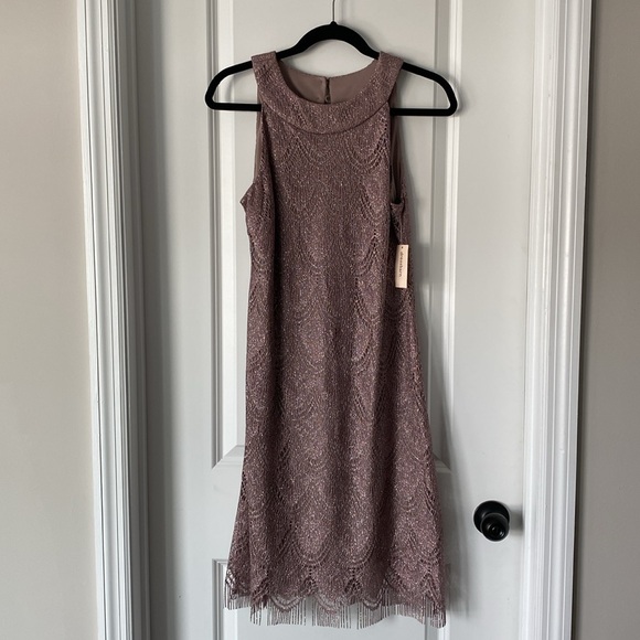 Shimmer taupe color cocktail dress. NWT. - Picture 1 of 6